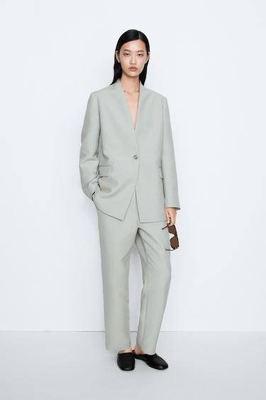 Zara Suit blazer with button detail - STUDIO - Gray marl - Image 0