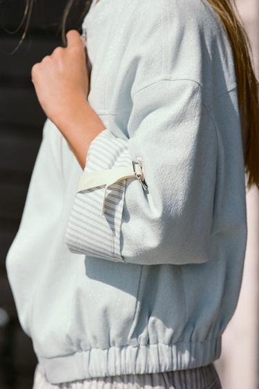 METALLIC THREAD TURN-UP SLEEVE JACKET - Sky blue by Zara - Image 2