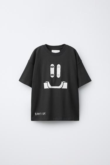 SKATE PRINT T-SHIRT - Dark anthracite by Zara