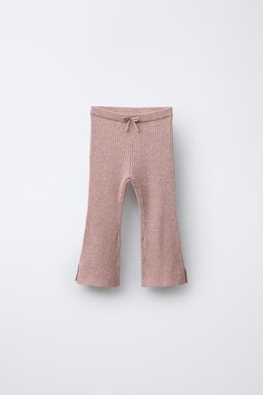 FLARE KNIT LEGGINGS - Pink marl by Zara