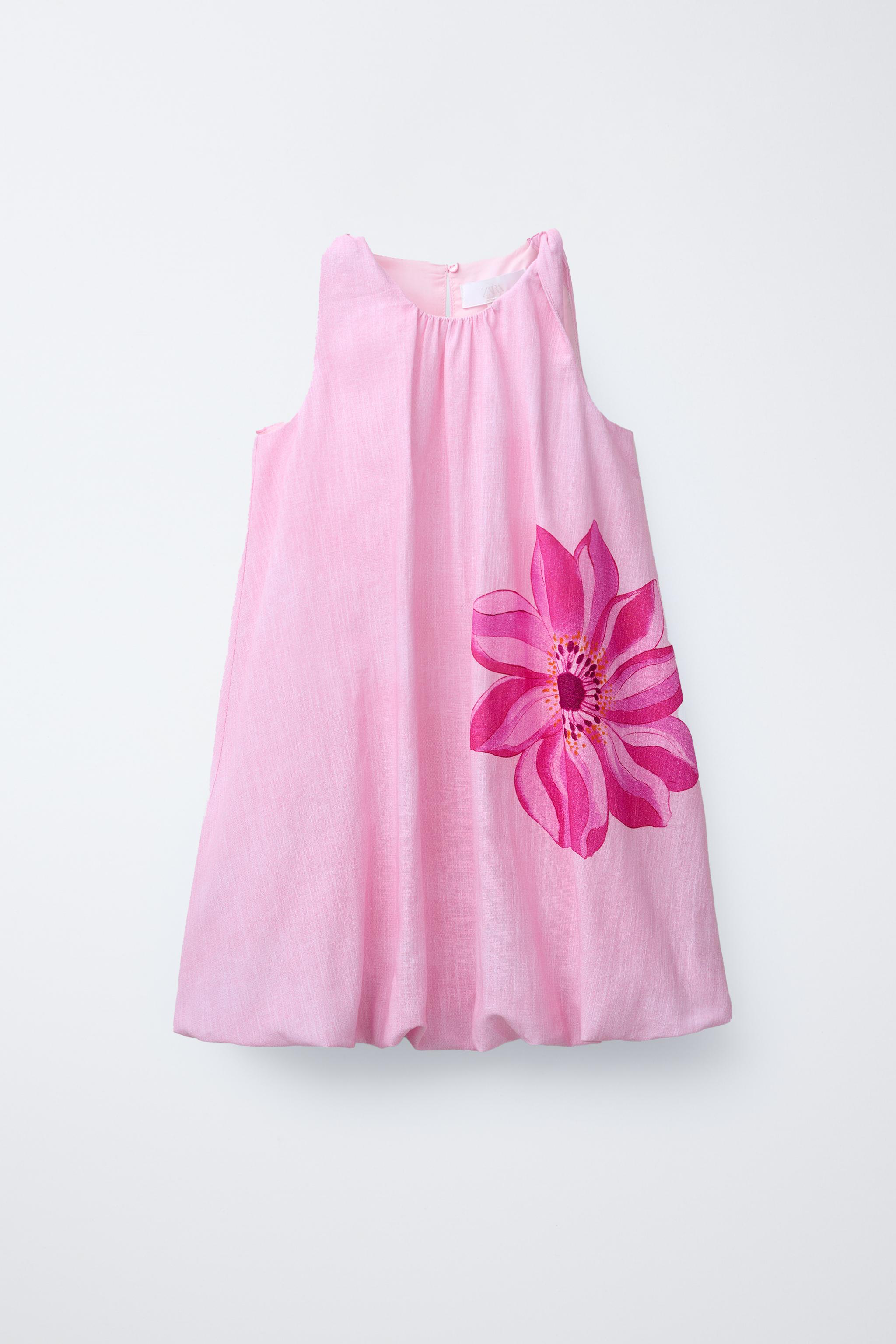 LINEN BALLOON DRESS - Pastel pink | ZARA United States