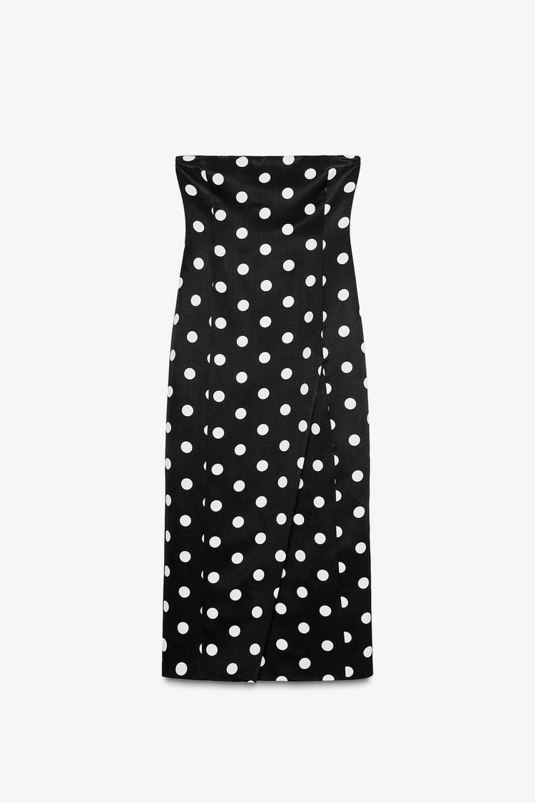 ZW COLLECTION STRAPLESS POLKA DOT DRESS - Black / White by Zara - Image 4