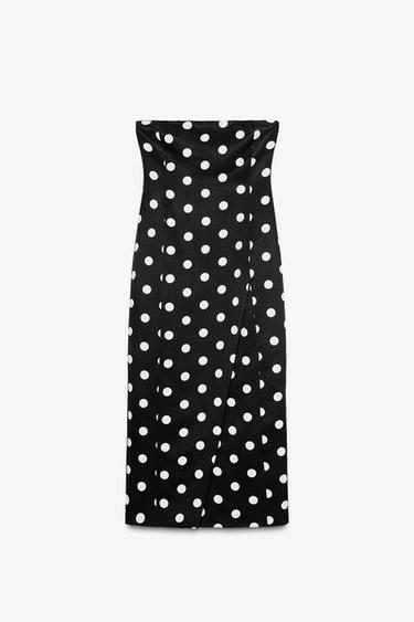 ROBE BUSTIER À POIS ZW COLLECTION - Noir / Blanc de Zara - Image 1