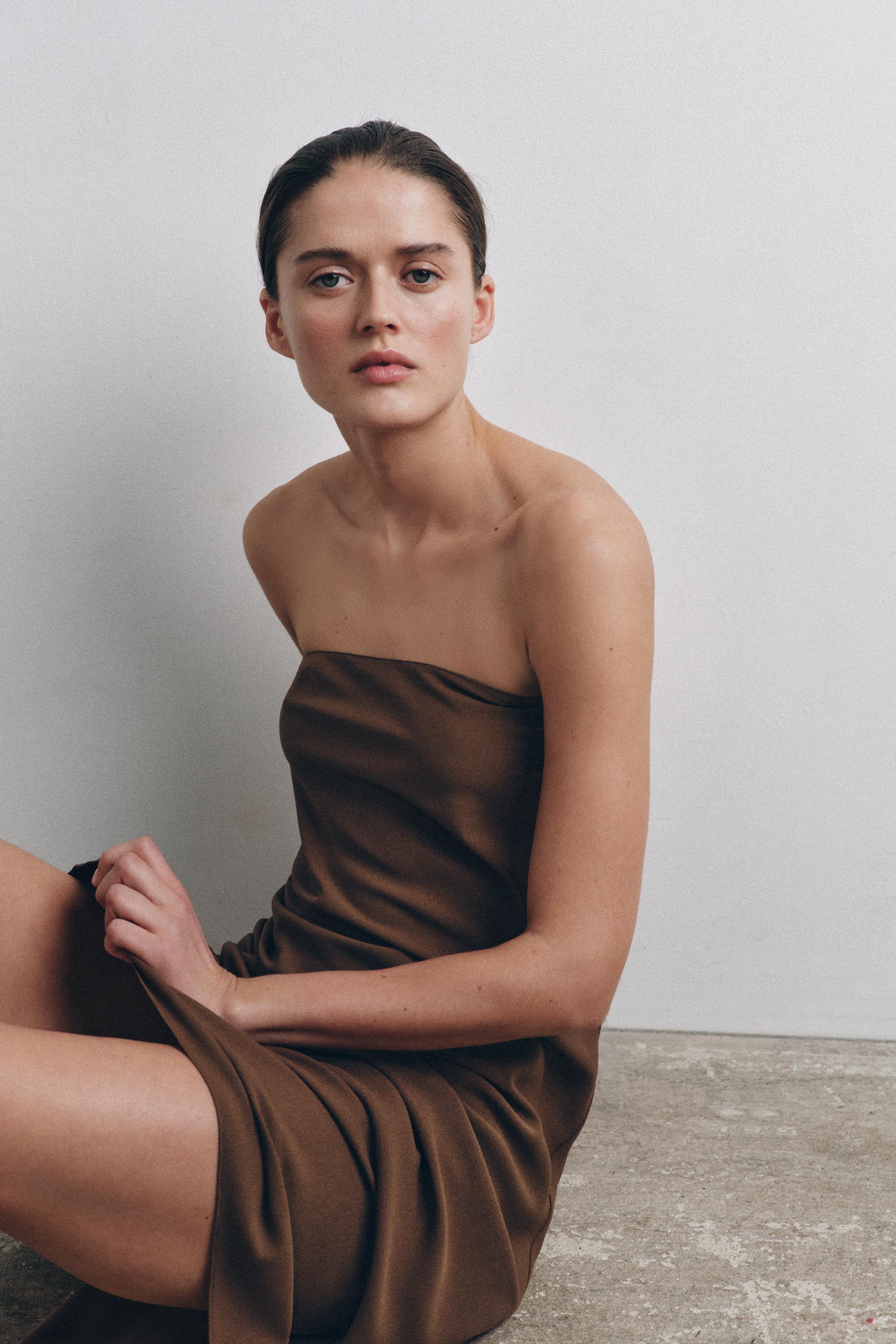 BANDEAU LINING DRESS - Brown | ZARA United States BANDEAU LINING DRESS - Brown | ZARA United States