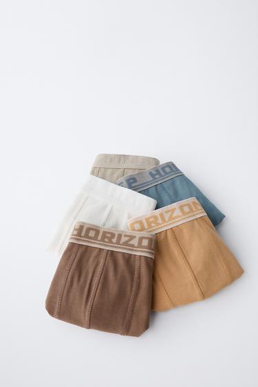 6-14 ANS/ LOT DE CINQ BOXERS INSCRIPTION EN RELIEF - Multicolore de Zara - Image 5