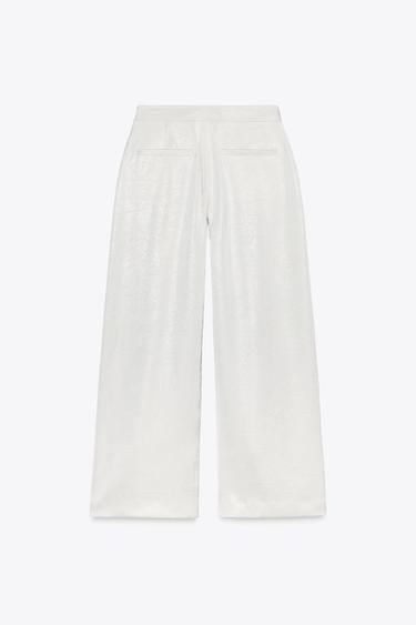 SATIN WIDE-LEG TROUSERS - Silver by Zara - Image 3