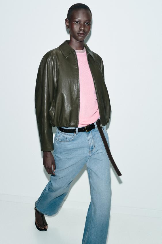 FAUX LEATHER BOMBER JACKET