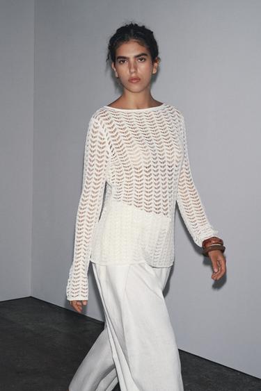 TEXTURED KNIT SWEATER - White by Zara