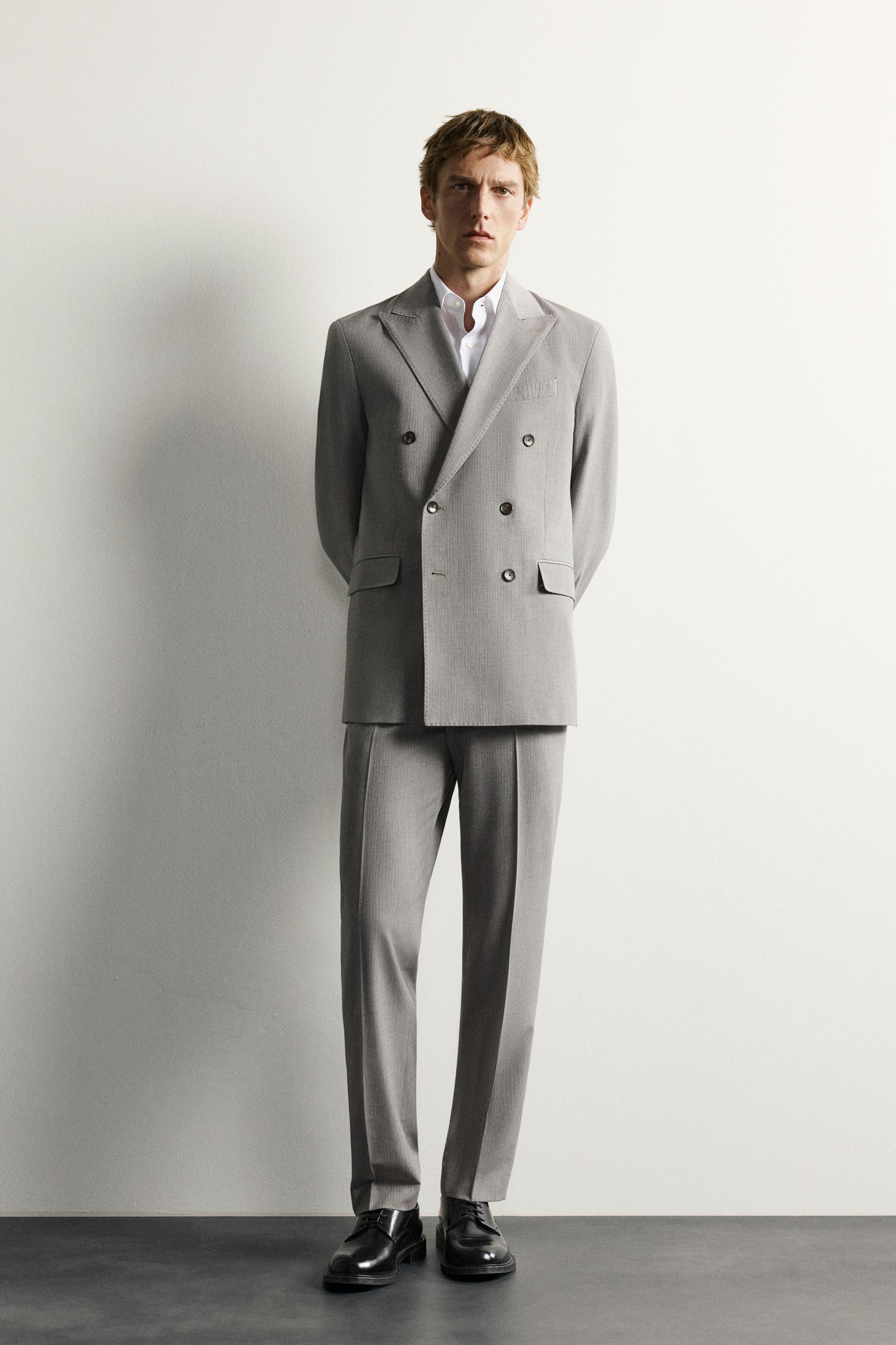 STRIPED REGULAR FIT SUIT PANTS