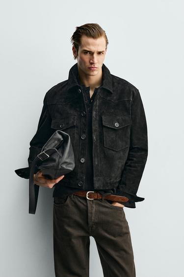 УКОРОЧЕННАЯ КУРТКА ИЗ ЗАМШИ — ЧЕРНЫЙ от Zara