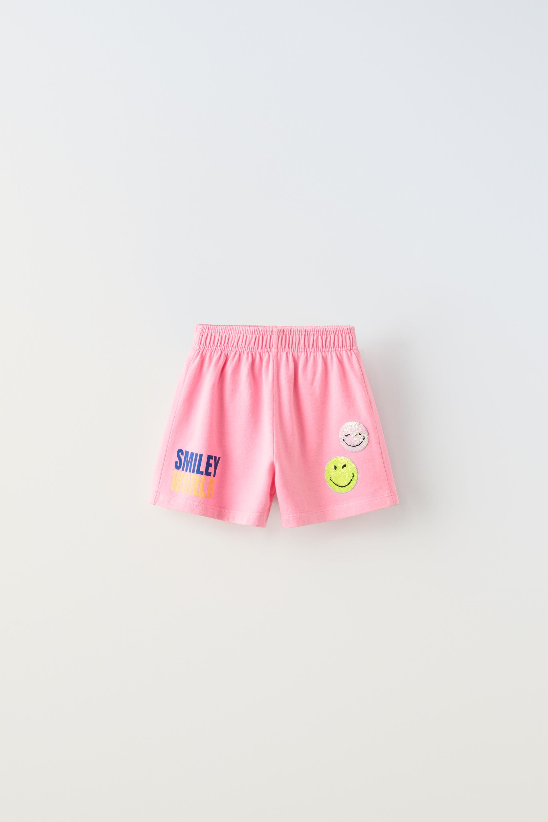 bermuda-shorts-with-smileyworld-patches-neon-pink-zara-united-kingdom
