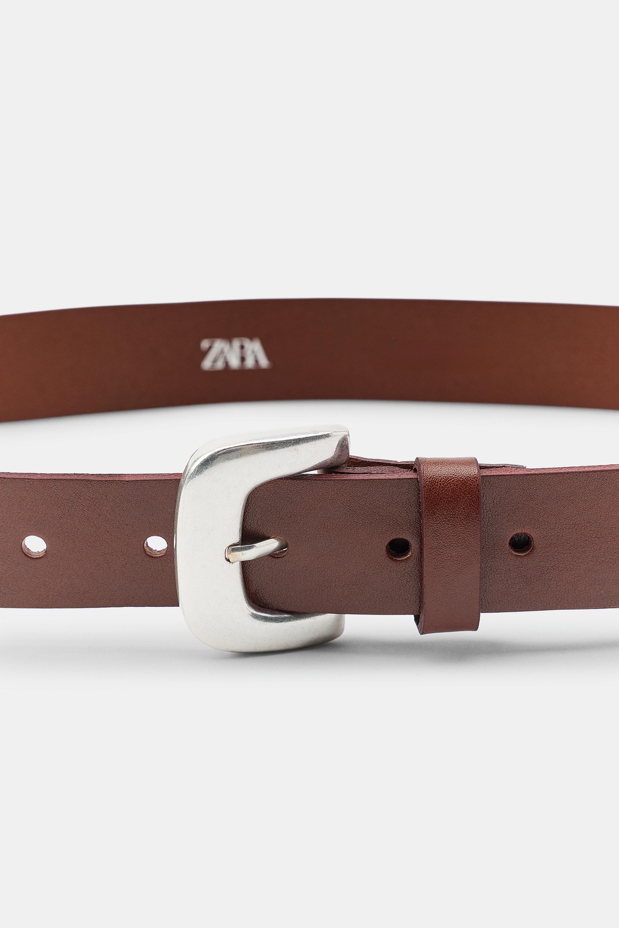 Женские аксессуары Zara 100% LEATHER BELT WITH METAL BUCKLE — фото 4