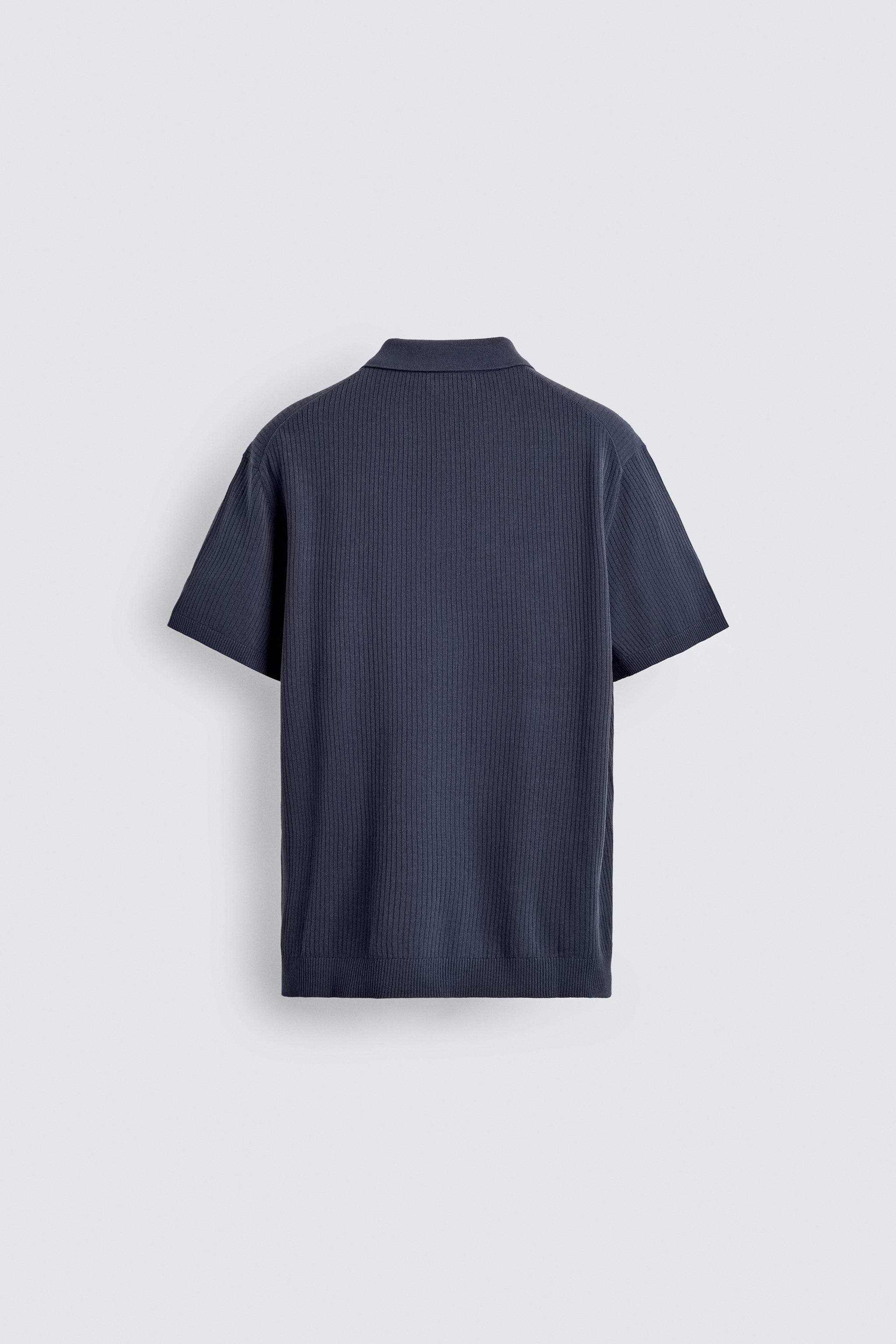RIBBED KNIT POLO SHIRT