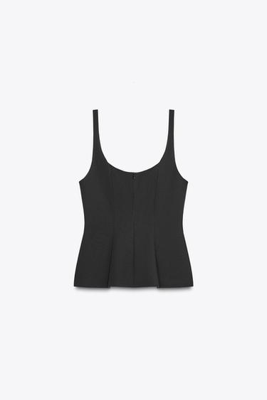TOP PÈPLUM CREMALLERA - Negre de Zara
