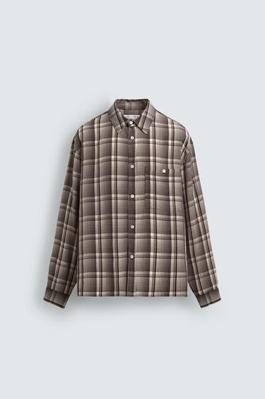 FLOWING CHECK SHIRT - Wine by Zara - Image 6