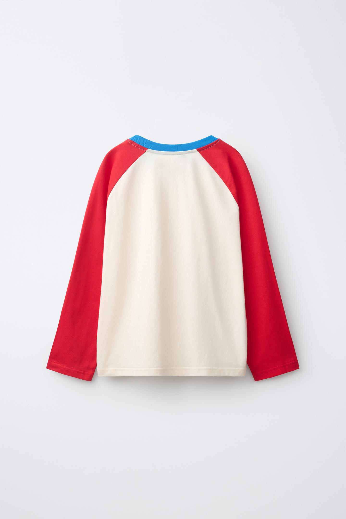 Детская футболка Zara Raglan Sleeve Patch, цвет: Красный — фото 2