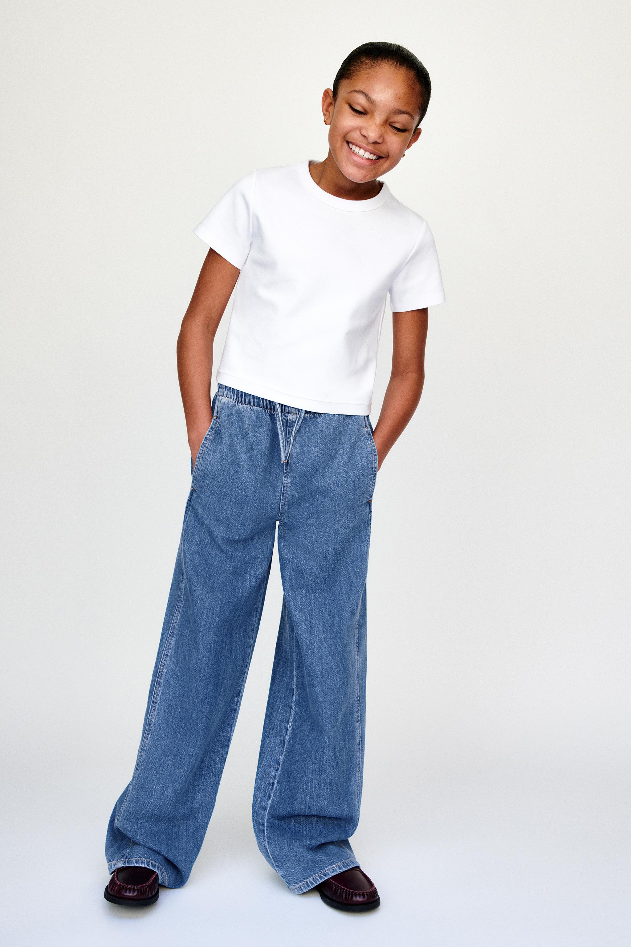 Детские джинсы Zara WIDE LEG JEANS WITH DRAWSTRINGS