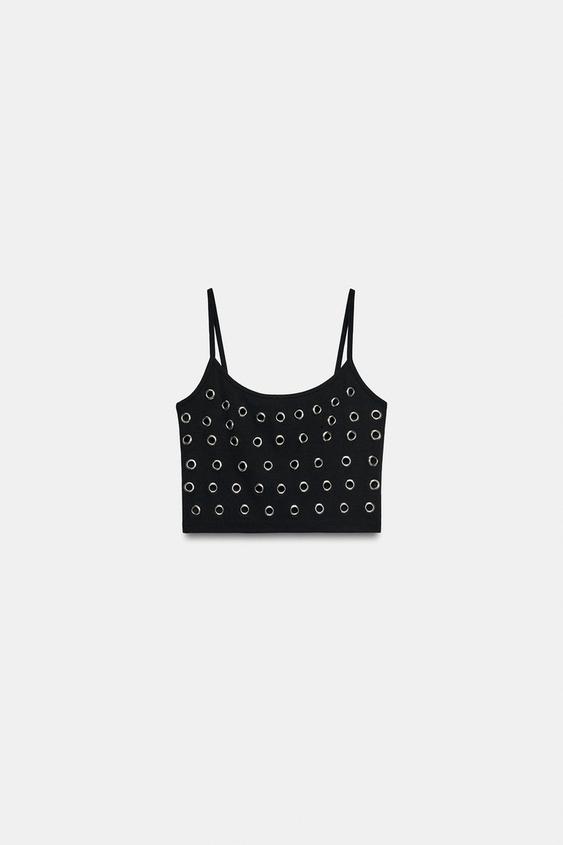 TOP CROP ARANDELAS - Negro de Zara - Imagen 0