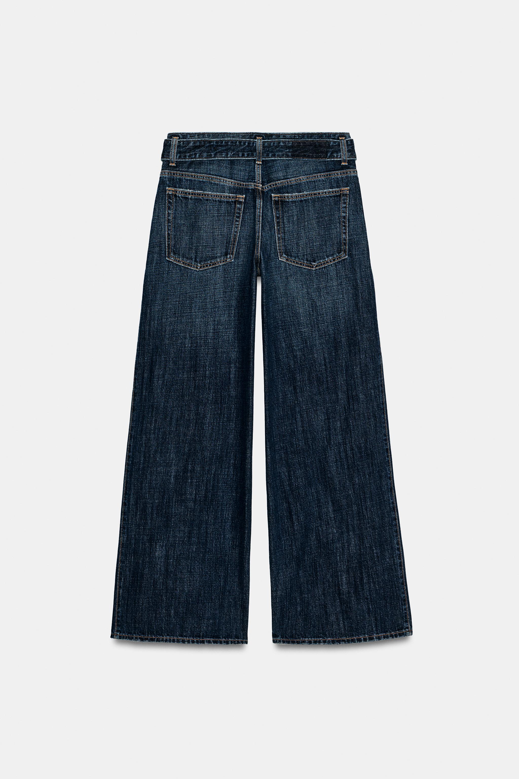 TRF MID-RISE PLEATED BELTED JEANS