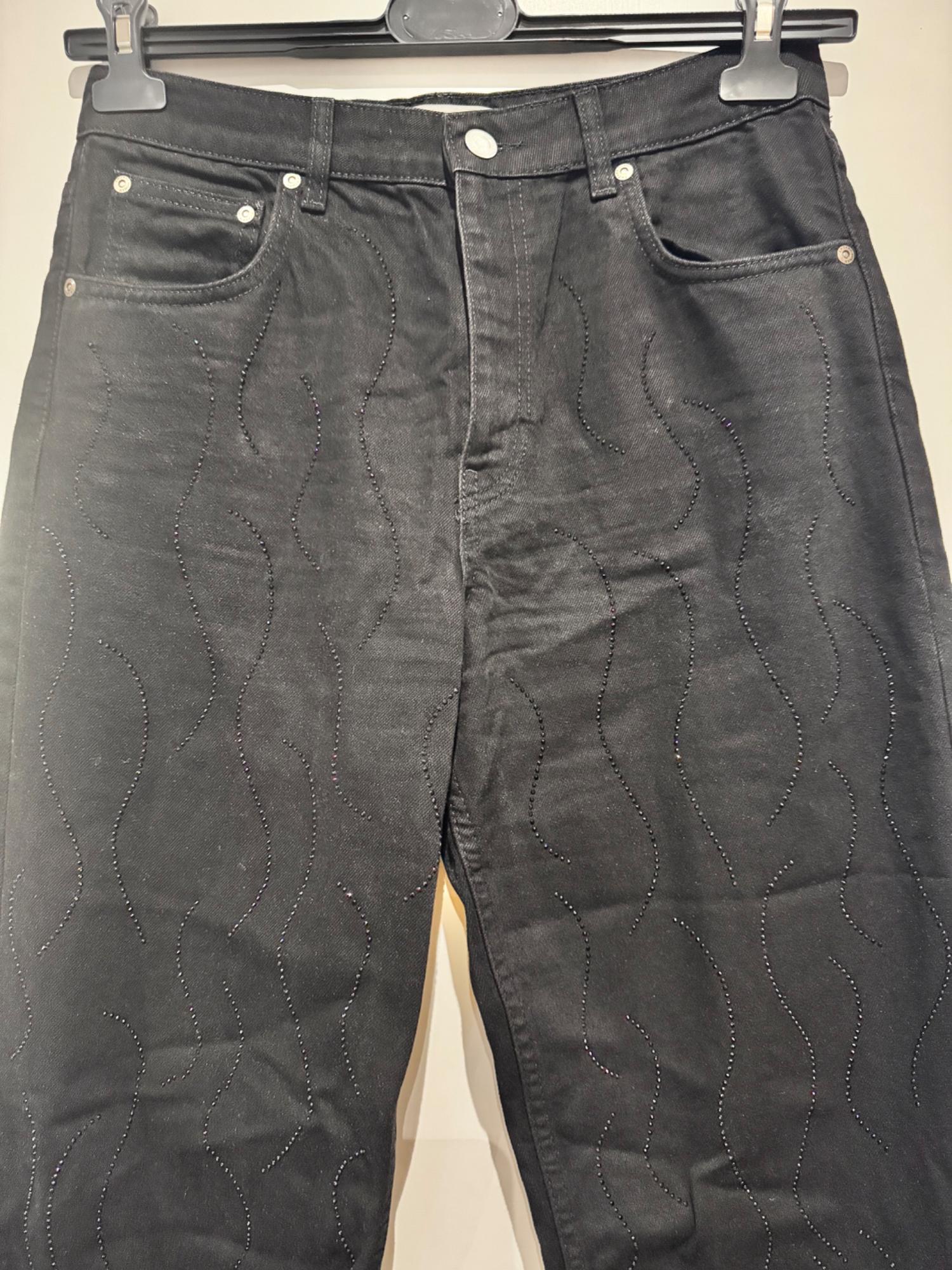 ZW COLLECTION STRAIGHT-LEG MID-RISE RHINESTONE JEANS