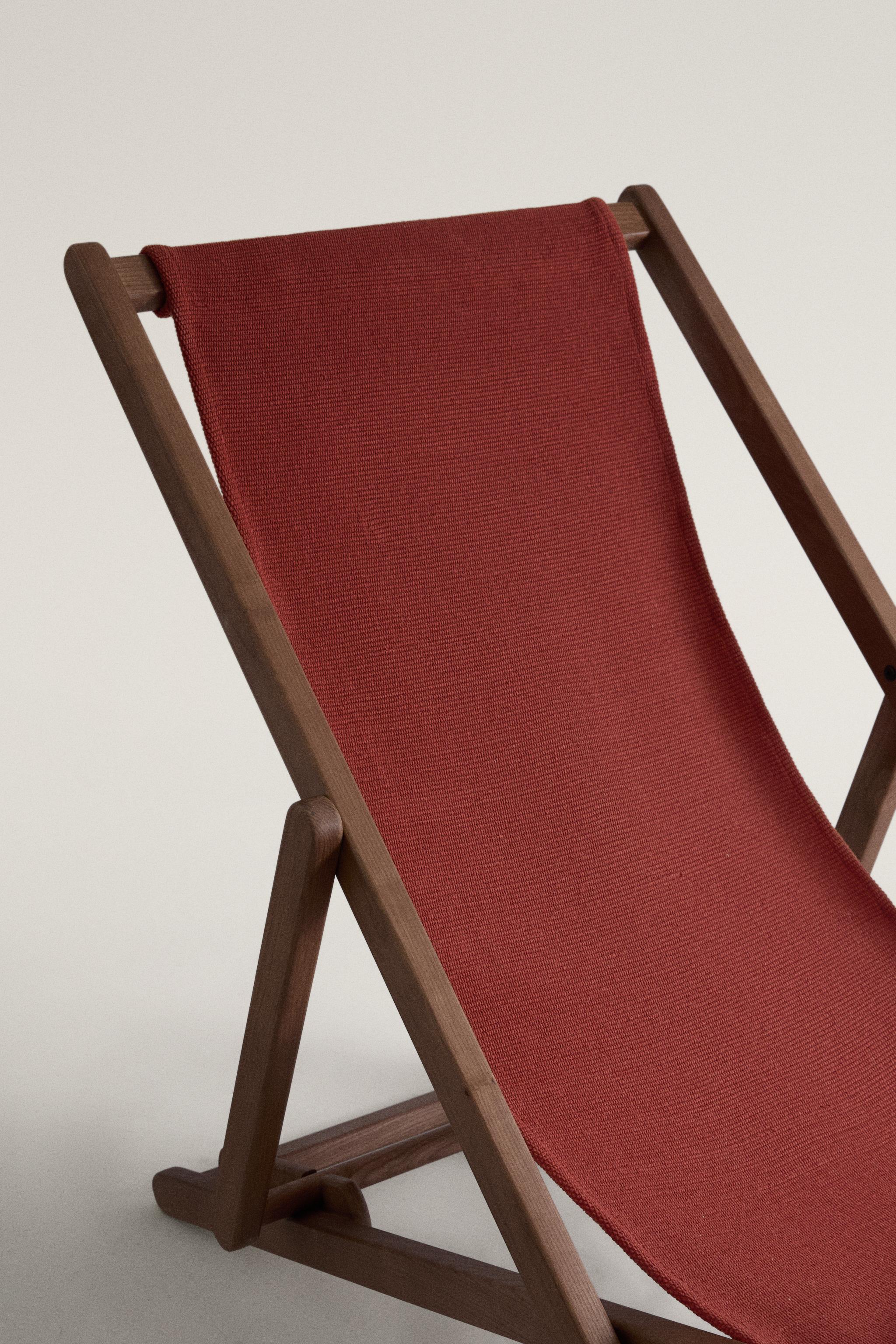 CHAISE LONGUE PLIANTE BOIS ET COTON