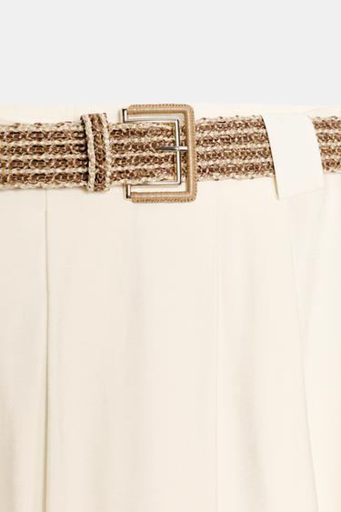 BRAIDED BELT MIDI SKIRT - Ecru by Zara - Image 4
