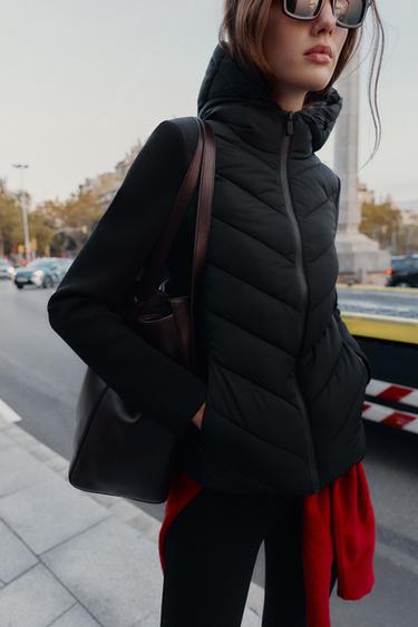 CONTRAST PUFFER JACKET - Black by Zara
