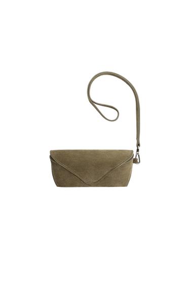 LEATHER GLASSES CASE - Khaki Green by Zara