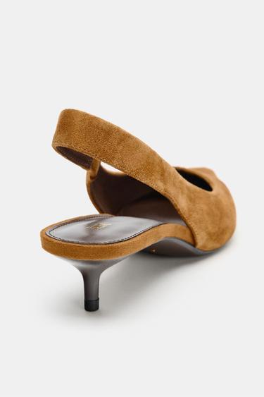 SPLIT SUEDE SLINGBACK SHOES - Brown by Zara - Image 5