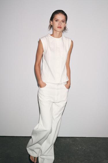 ZW COLLECTION BARREL MID-WAIST JEANS - White by Zara