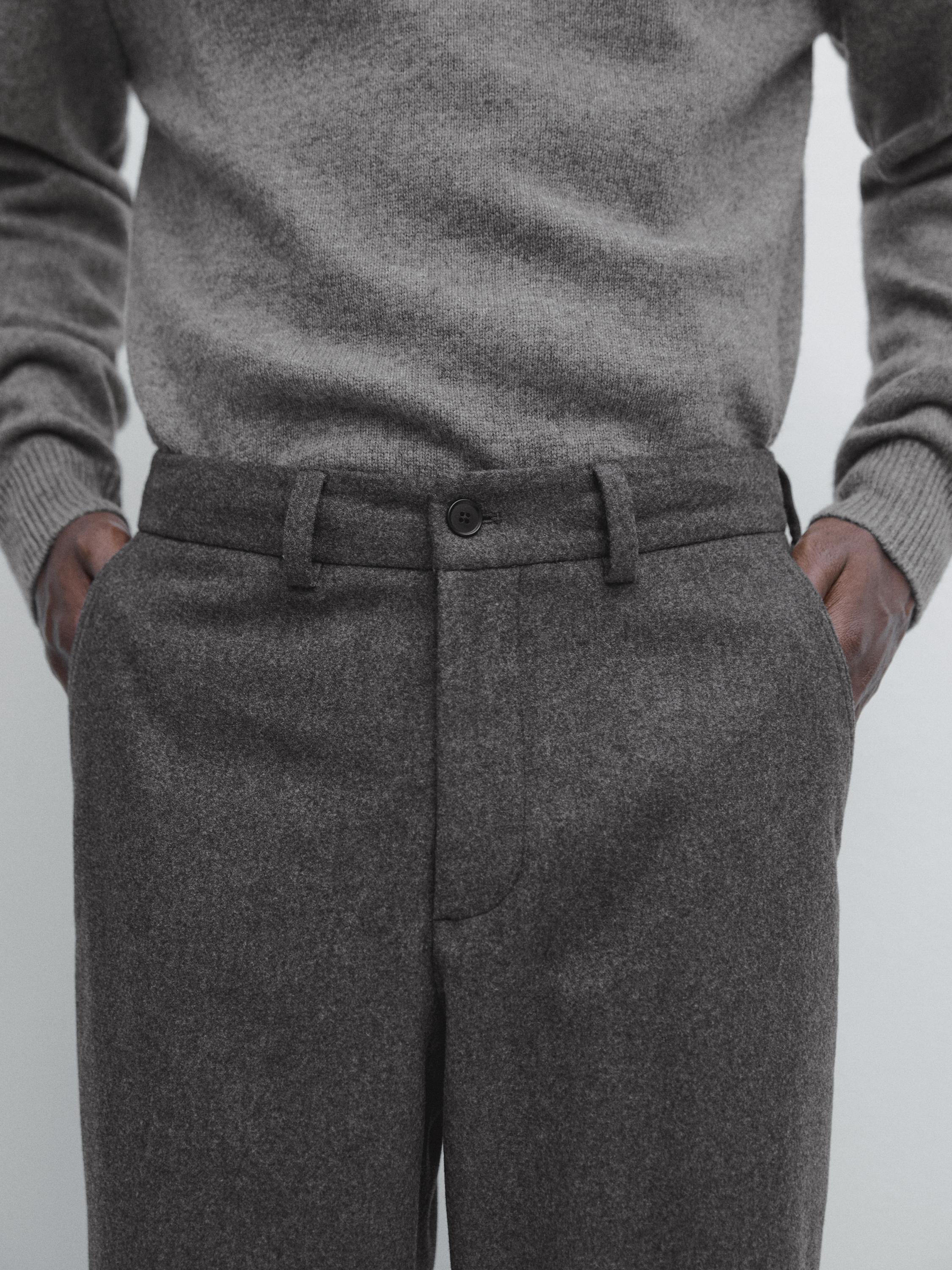 Wool blend flannel trousers