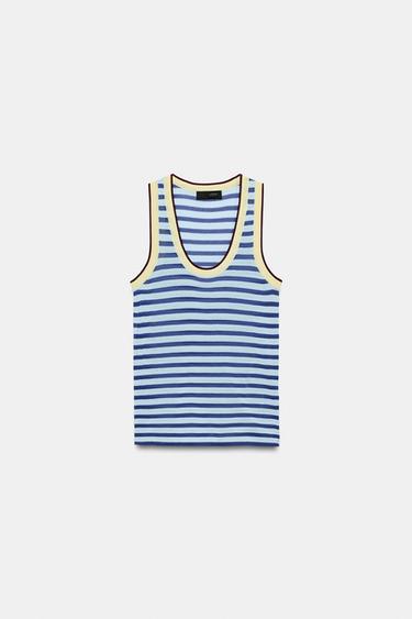 STRIPED KNIT TOP - Mid-blue by Zara - Image 3