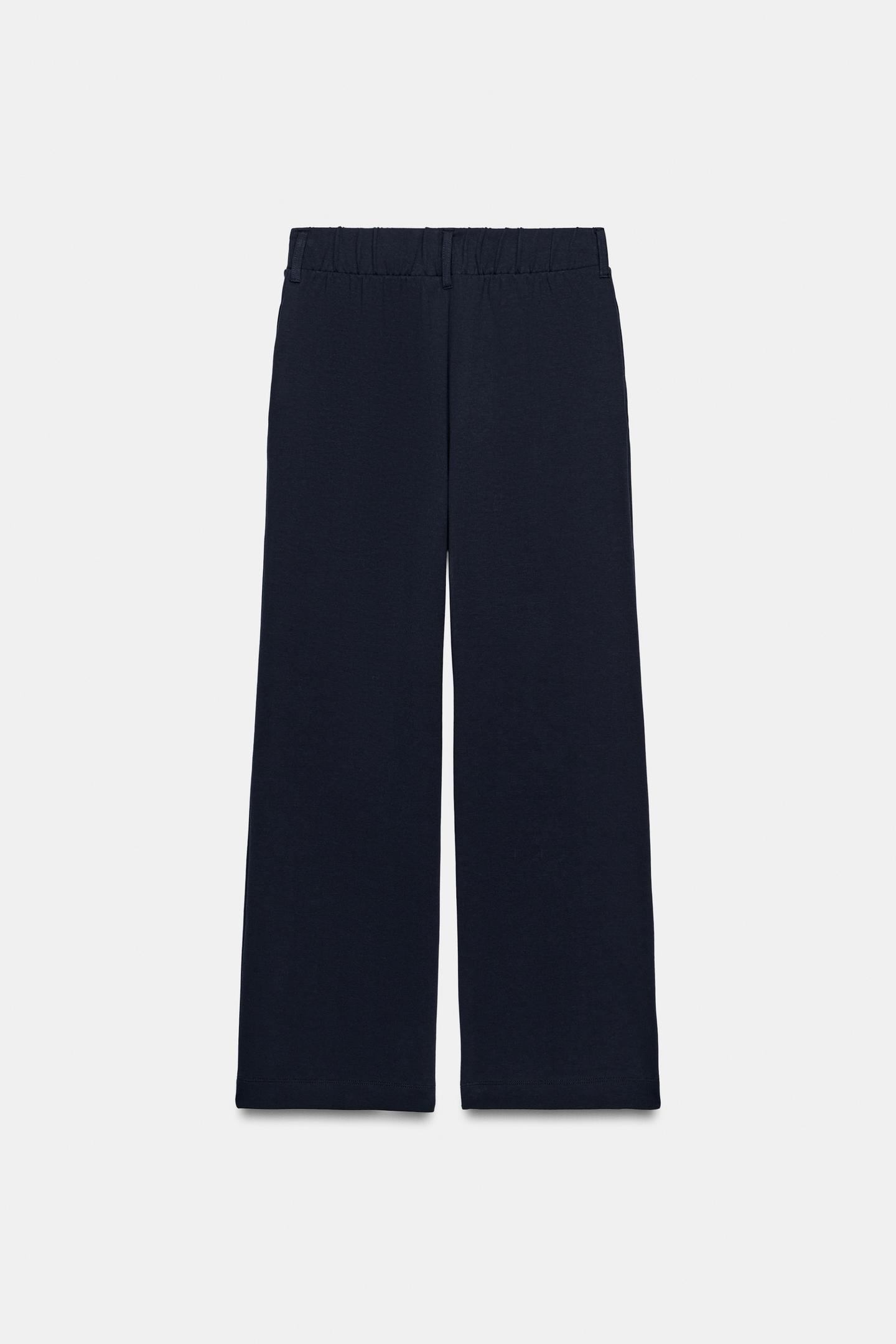 Женские брюки Zara Interlock Pleated, цвет: Тёмный тёмно-синий — фото 8