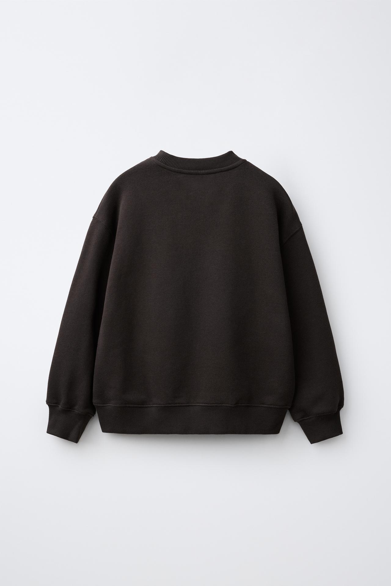 BOW APPLIQUÉ SWEATSHIRT — Brown