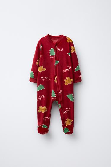 VELVET TREES AND COOKIES SLEEPSUIT - Red by Zara