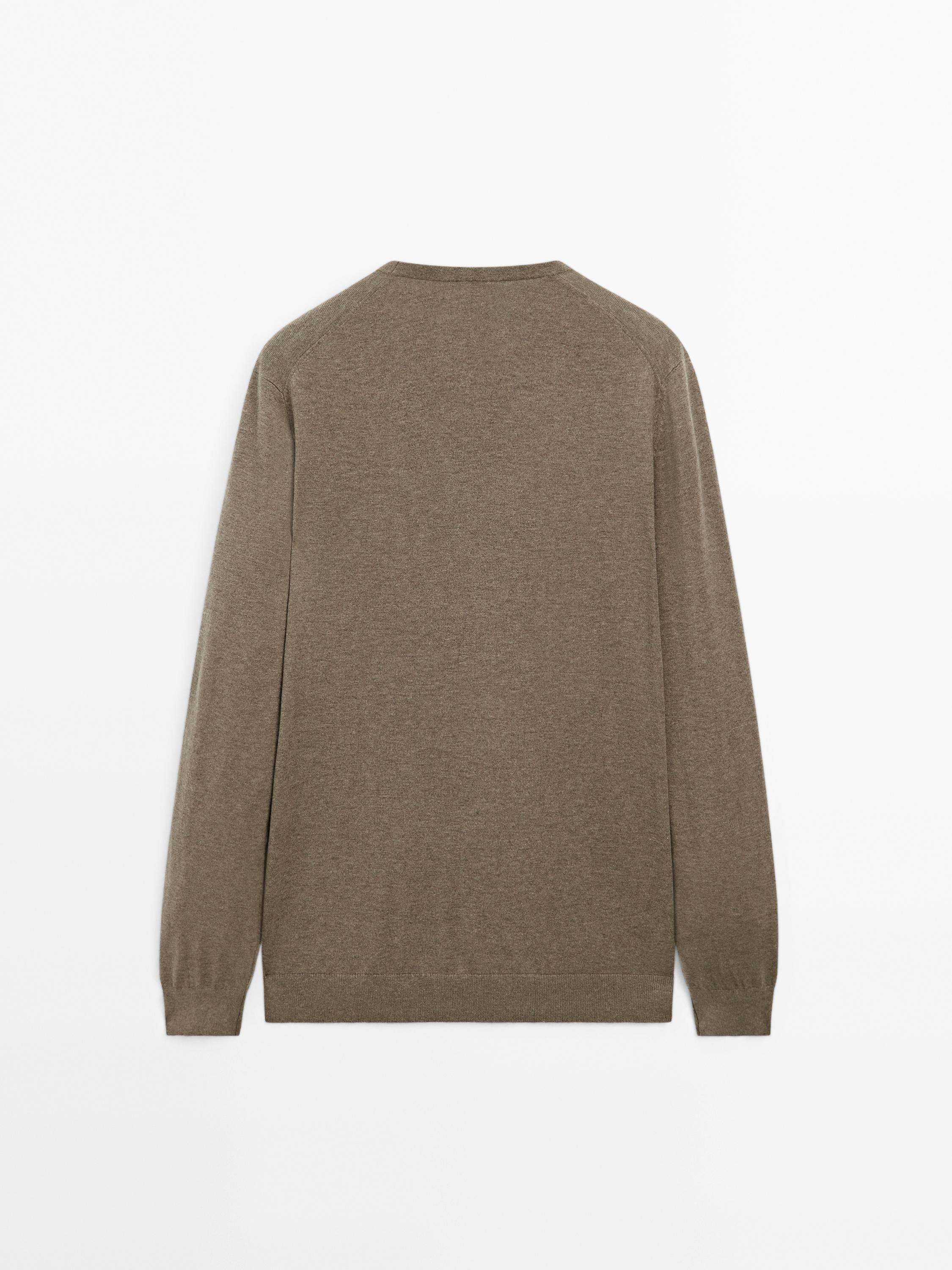 Long sleeve cotton knit sweater