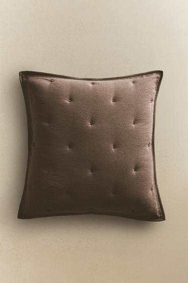 HOUSSE DE COUSSIN ÉDREDON MICROFIBRE - Marron foncé de Zara