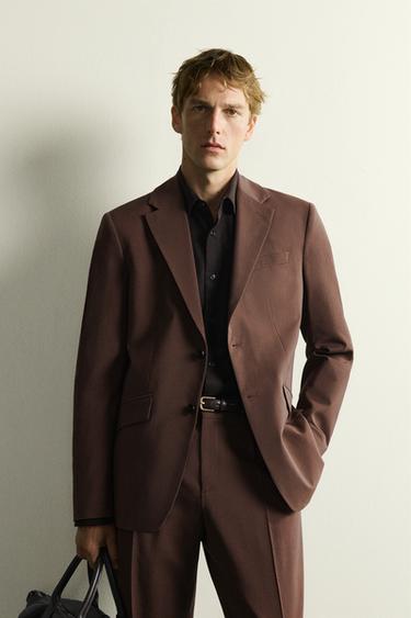 Zara REGULAR FIT SUIT BLAZER - Brown