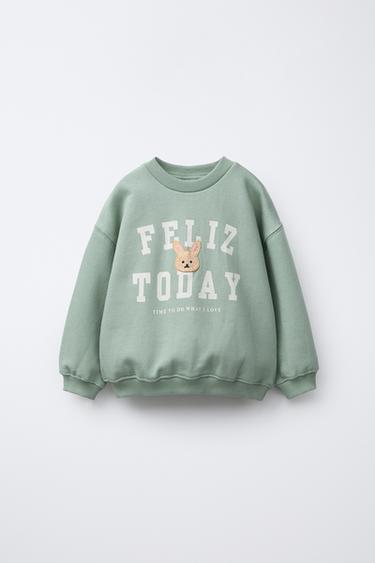 VARSITY SWEATSHIRT WITH CURLY PATCH APPLIQUÉ - washed green by Zara