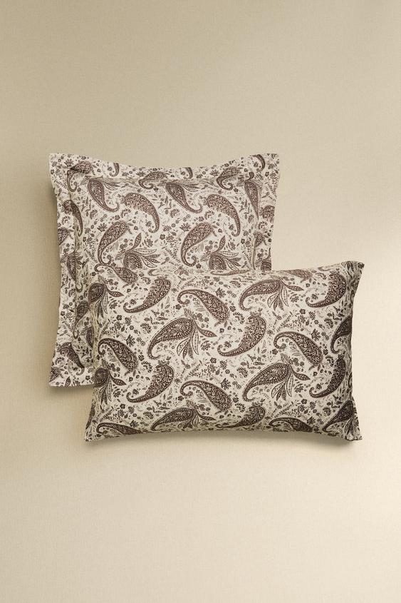 CAPA DE EDREDOM DE CETIM COM ESTAMPADO PAISLEY - Marrom da Zara - Imagem 0