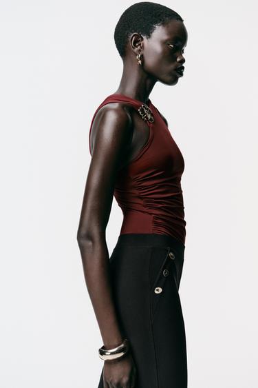 POLYAMIDE HARDWARE BODYSUIT - Burgundy by Zara - Image 3
