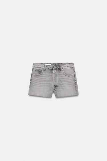 SHORTS BAGGY DENIM TRF TIRO BAJO - Gris de Zara