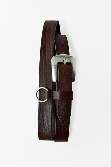 LEATHER RING BELT - Brown by Zara