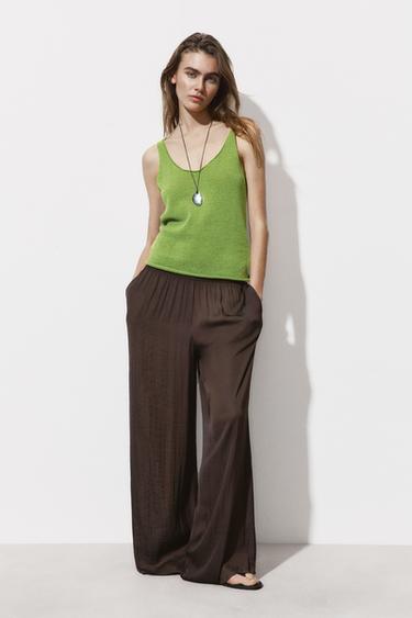 PANTALÓN FLUIDO ANCHO - Marrón de Zara