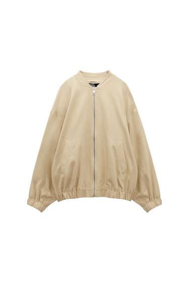 LINEN BLEND BOMBER JACKET