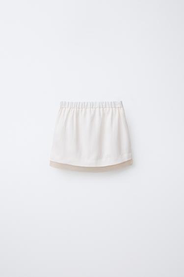 100% LINEN ORGANZA BERMUDA SKORT - Ecru by Zara - Image 1