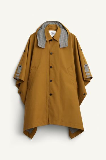 LIMITED EDITION WATER-REPELLENT CONTRAST CHECK PONCHO - Beige by Zara