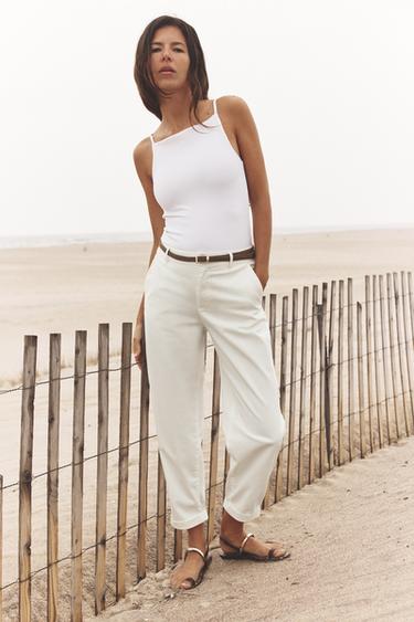 RIB TOP WITH POLYAMIDE STRAPS - White by Zara - Image 1