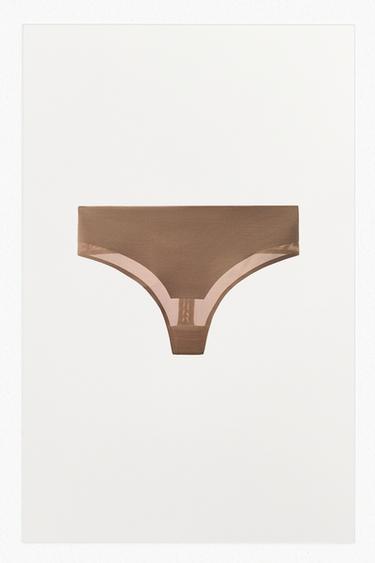 TANGA CINTURA ANCHA CON POLIAMIDA - rosa clara de Zara