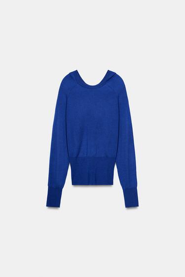 PLAIN KNIT HOODIE JUMPER - Bluish by Zara - Image 3